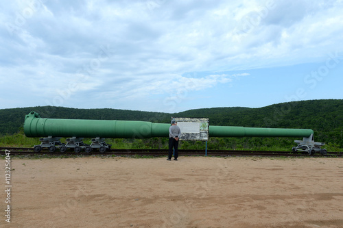 Replaceable gun barrel of the Voroshilov battery on Russian Island, Far East photo