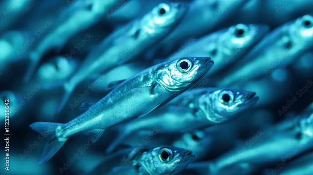 Fototapeta premium School of Fish Swimming in Blue Ocean