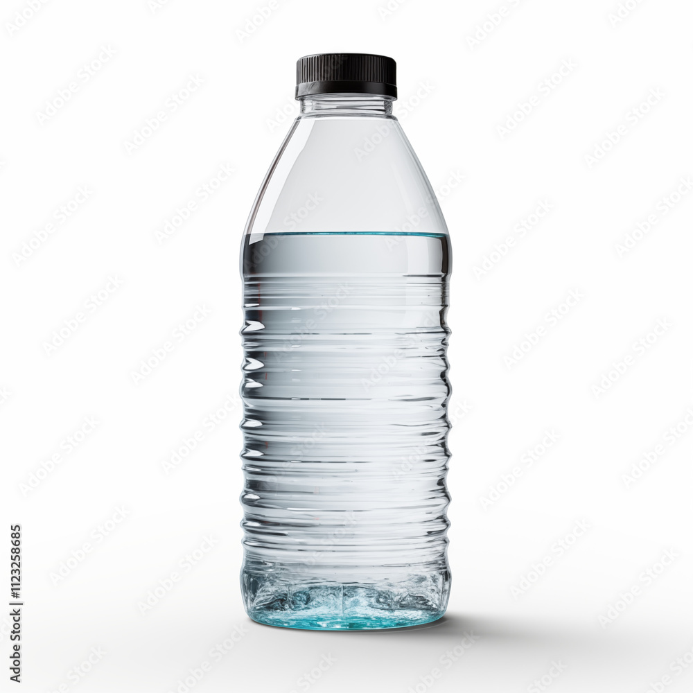 Fototapeta premium HalfFull Plastic Water Bottle Studio Shot