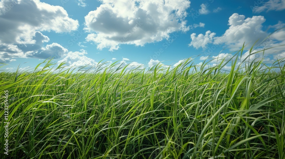 A fragrant field of lemongrass sways in the breeze on a warm summer day A fragrant field of lemongrass sways in the breeze on a warm summer day