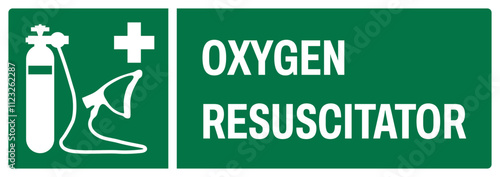 ISO emergency and first aid safety upper case text_oxygen resuscitator_landscape size 1/2 a4,a3,a2,a1	
