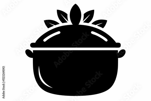 Black Silhouette Rice Pot Icon Vector ,Modern multi cooker steaming rice icon in simple style on a white background.