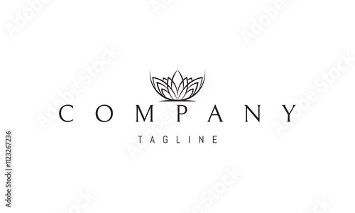 Vector logo with an abstract image of a flower in a bowl in the form of fire.