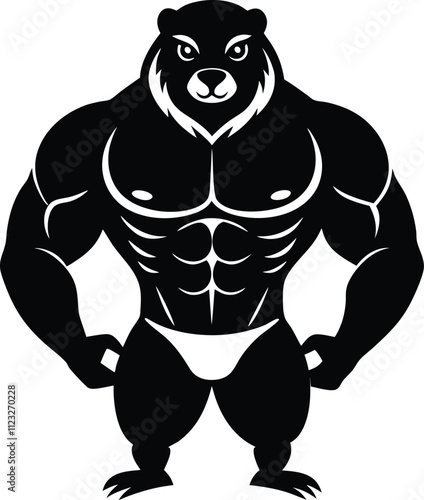 body builder marmot vector art illustration