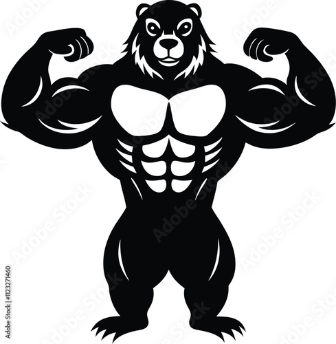 body builder marmot vector art illustration