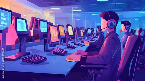 Modern Call Centers Driving Business Success With Vibrant Teams And Collaboration Photo