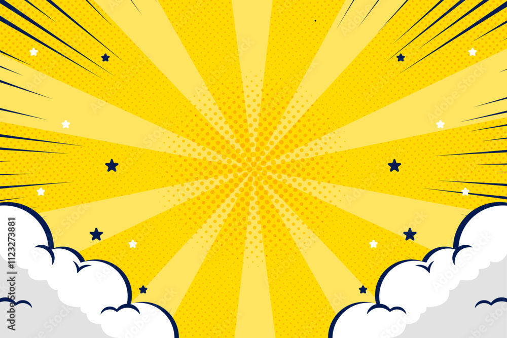 Fototapeta premium star comic style template manga cartoon cloud cover background