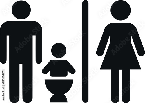 Flat Black Icon for Bathroom and Change Room