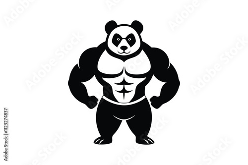 body builder panda art vector art illustration 