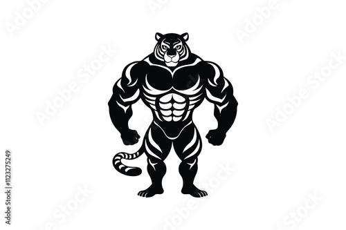 bodybuilder tiger art vector art illustration