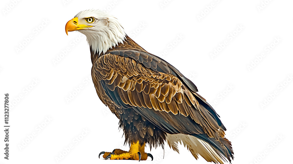 Obraz premium Majestic Bald Eagle Soaring Over the Forest Wildlife Photography Natural Habitat Aerial Perspective Bird of Prey