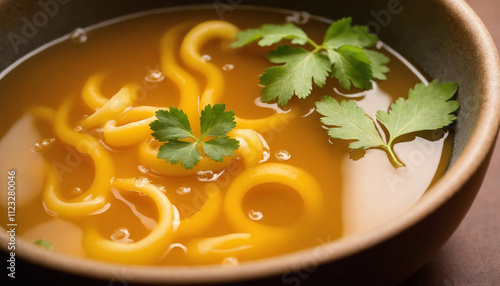 Rosół in Michelin-star style in golden hues representing comfort food