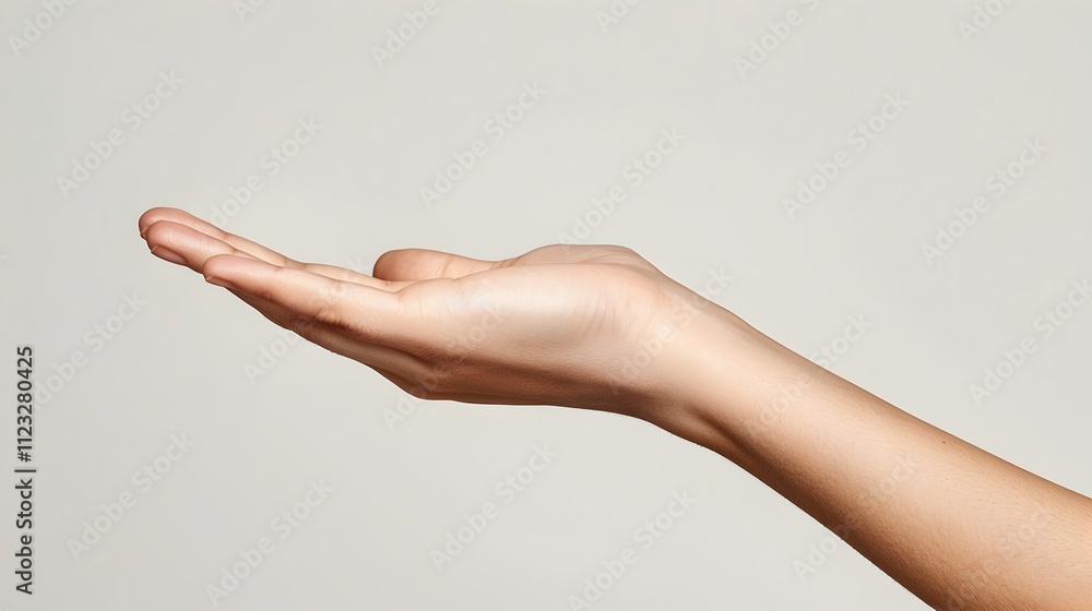 A hand is shown with the fingers spread out, as if holding something A hand is shown with the fingers spread out, as if holding something