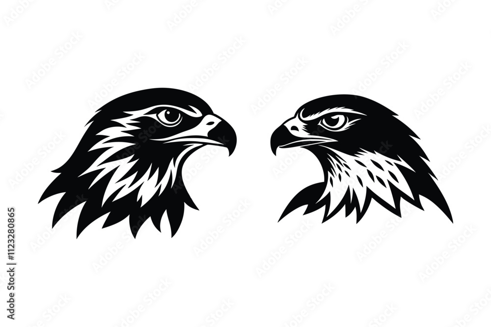 Fototapeta premium Red-tailed Hawk head silhouette vector art