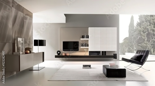 Wallpaper Mural Minimalist Japanese Style Modern Living Room Interior Design, Blending Simplicity and Elegance for a Tranquil and Stylish Space. Torontodigital.ca