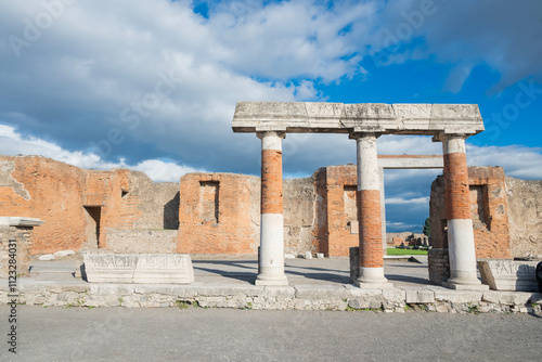 The remains of the city of historical Pompeii in the city of Naples in Italy photo