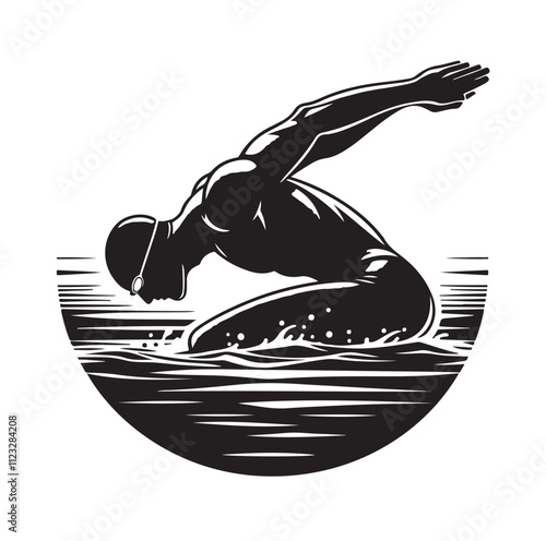 swimmer Silhouette Vector Illustration