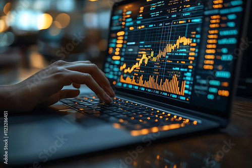 Financial experts discussing strategies, analyzing stock market data, and planning investments in a high-tech professional environment