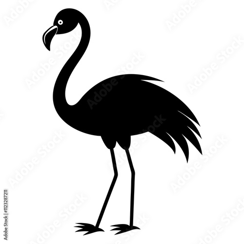 silhouette flamingo bird vector art on white background. flamingo bird vector art. drawing flamingo bird.