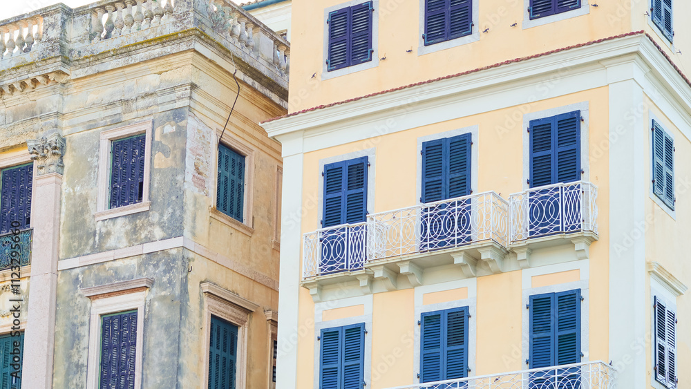 Fototapeta premium Rustic old European buildings in a historic town with cultural vibes
