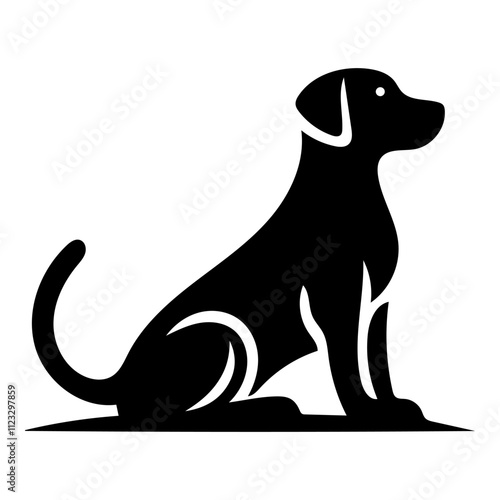 Vector illustration of dog head silhouette on white background.