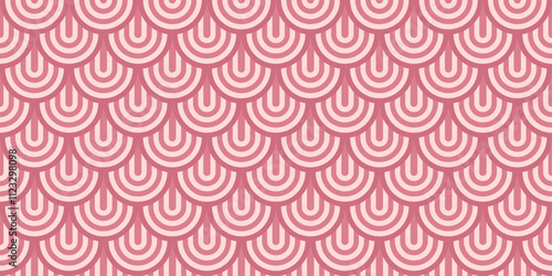 Elegant Pink and Rose Geometric Seamless Pattern Design: Abstract Scallops Background Texture