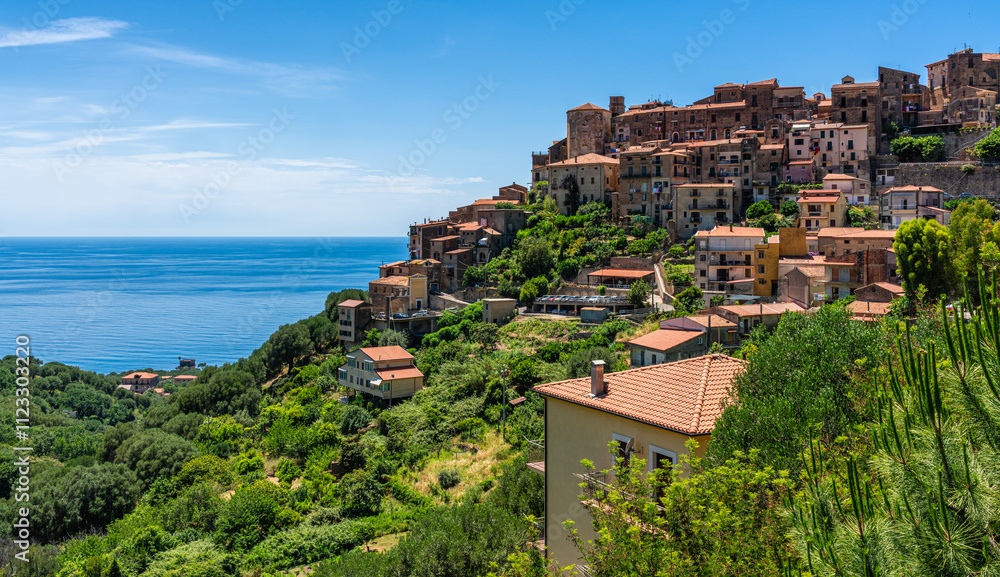 Obraz premium The beautiful village of Pisciotta, in the Cilento region of Campania. Italy.