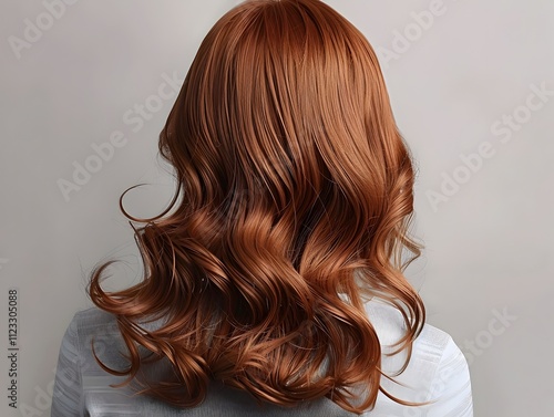 A woman with long red hair is shown with a white shirt