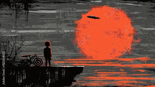 Solitary Sunset: A Child's Contemplation