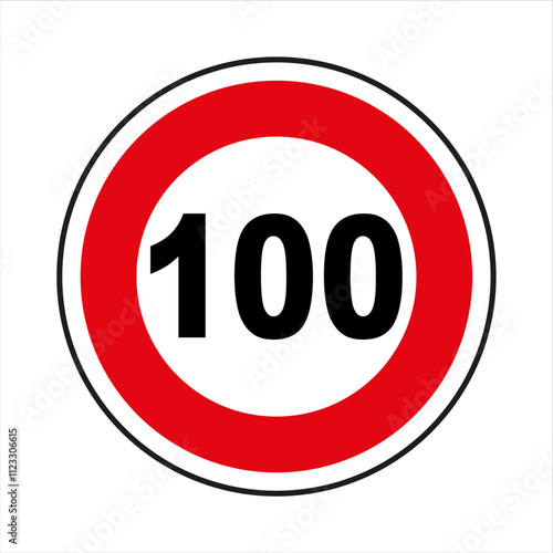 Road sign showing maximum speed limit of 100 km/h or mph