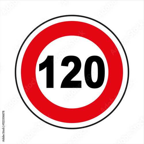 Circular 120 km/h speed limit traffic sign indicating maximum speed allowed on road