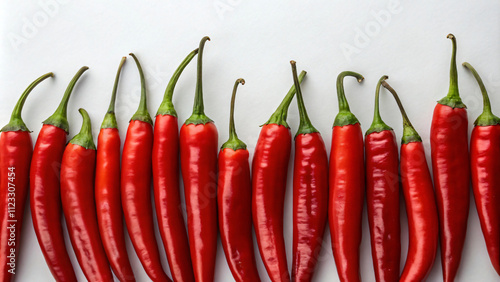 Red hot chili peppers, a spicy ingredient for cooking, isolated on white background photo