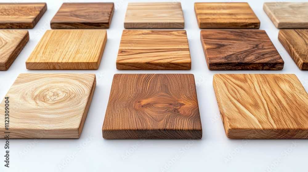 Wood samples arranged in various shades and textures. Wood samples arranged in various shades and textures.