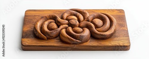 Artistic baked pastry on a wooden board. photo