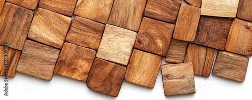 Wooden tiles arranged in a textured pattern. photo