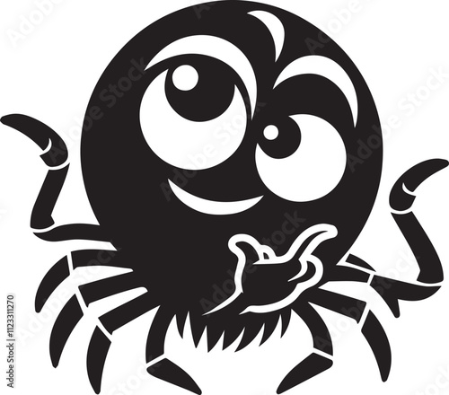 A mischievous spider with one eyebrow raised  silhouette vector photo