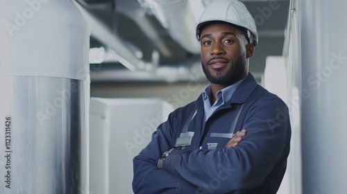 Wallpaper Mural Confident Worker in Industrial Setting Torontodigital.ca