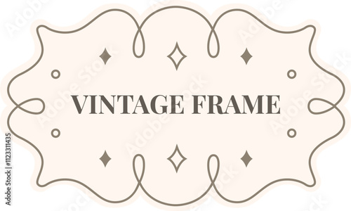 Vintage frame features elegant swirls, delicate dots, and sparkling diamonds, creating a sophisticated and timeless design on a soft beige background