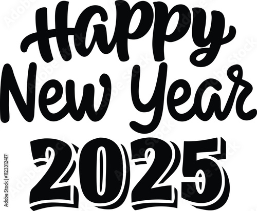 typography happy new year 2025.