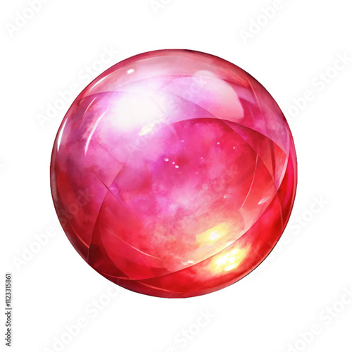 redblue crystal ball on white background photo