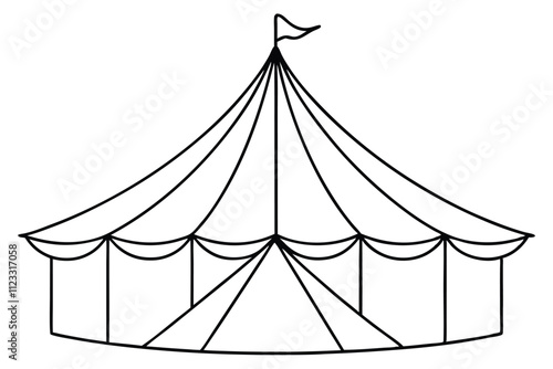 circus tent line art vector illustration