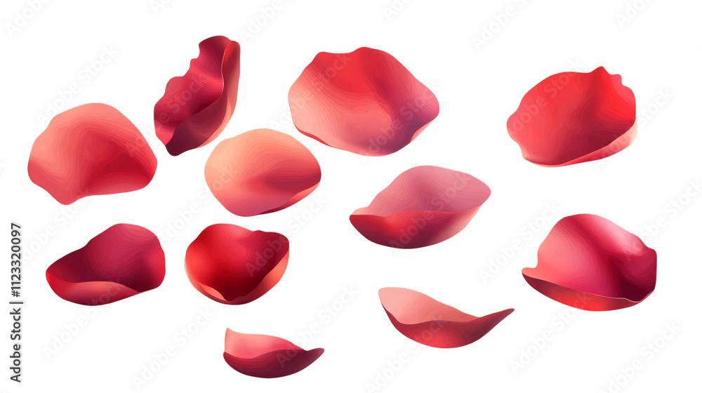 Scattered red rose petals create romantic and elegant atmosphere, perfect for special occasions Scattered red rose petals create romantic and elegant atmosphere, perfect for special occasions