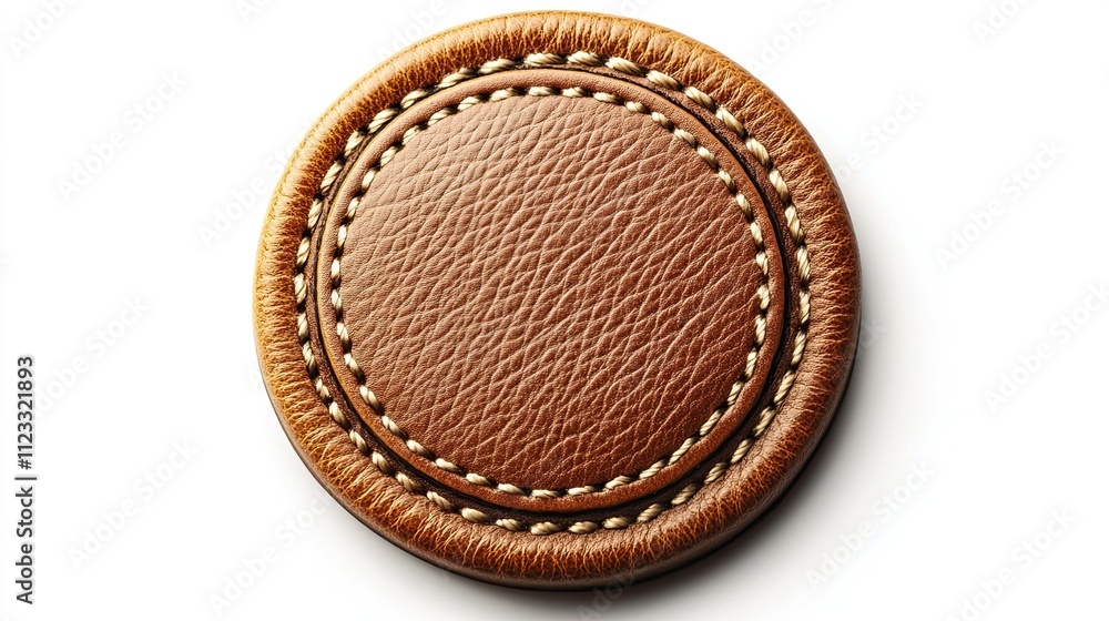 Beige leather badge isolated on a clear background Beige leather badge isolated on a clear background