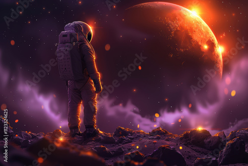 Lunar Exploration: Astronaut and Cosmic Beauty