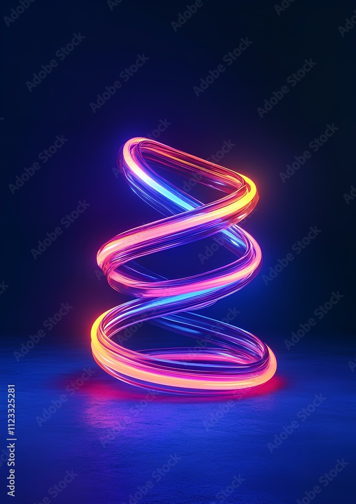 Neon Spiral Art on Dark Background for Modern Posters Neon Spiral Art on Dark Background for Modern Posters