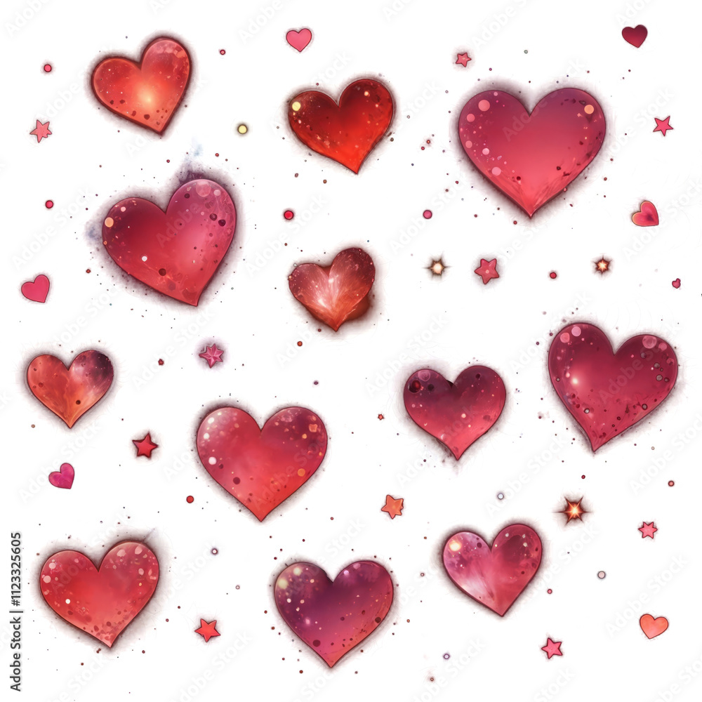 Romantic Watercolor Hearts Pattern Romantic Watercolor Hearts Pattern