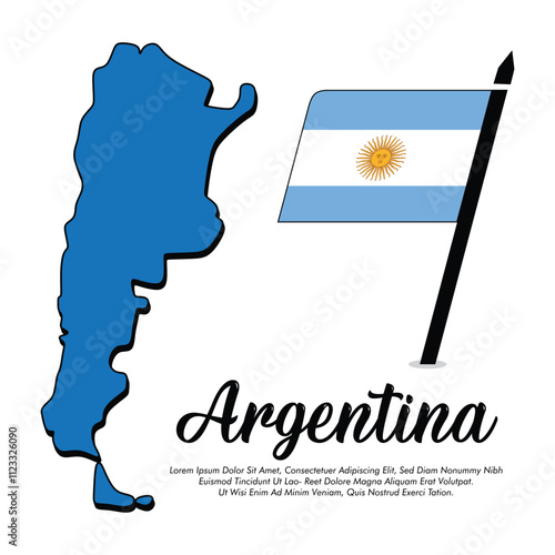 Vector Argentina flag or map banner Argentina flag white background Vector illustration design Argentina independence day banner design 