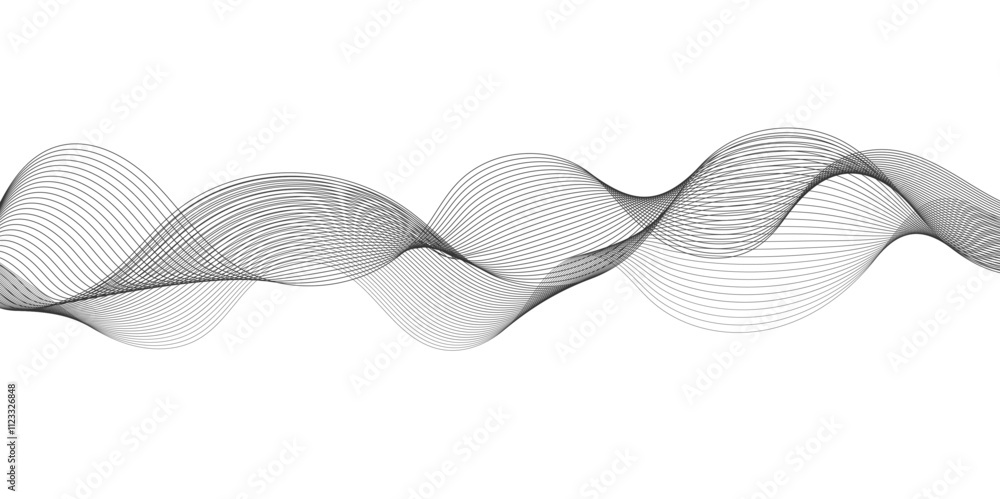 Fototapeta premium grey and white wavy striped line soft smooth light glowing wave line dynamic texture isolated on white background design. . Vector illustration.