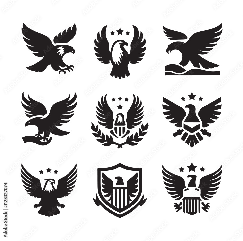 Fototapeta premium Eagle bird icon Silhouette vector illustration