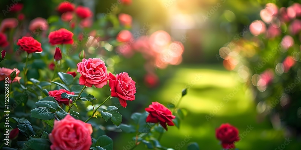 Obraz premium A beautiful garden with many red roses